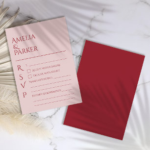 RSVP de Casamento Vermelho da Crimson Minimalista