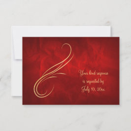 RSVP de Casamento Vermelho de Brilho Sujo Dourado