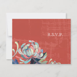 RSVP de Casamento Vermelho do Chrysanthemum Asiáti