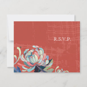 RSVP de Casamento Vermelho do Chrysanthemum Asiáti