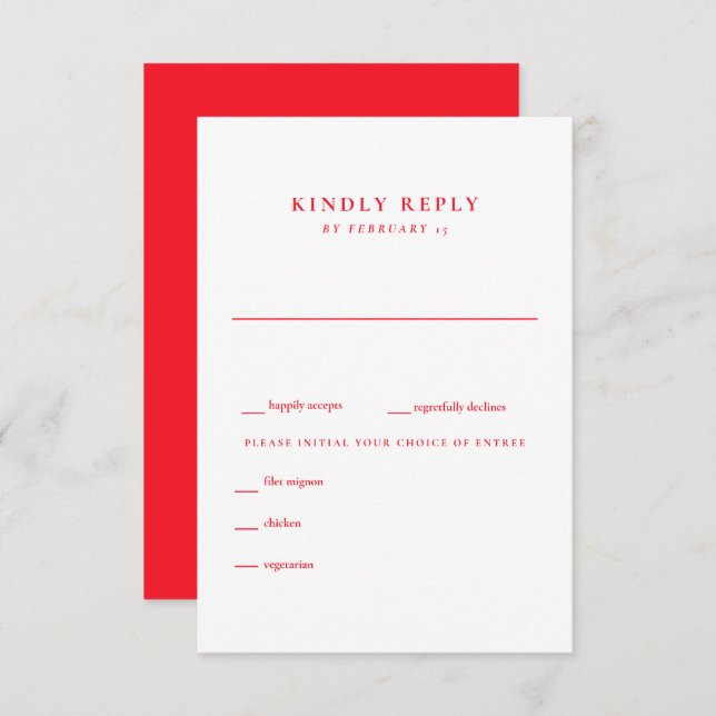 RSVP de Casamento Vermelho e Branco do Verão Moder (Frente/Verso)