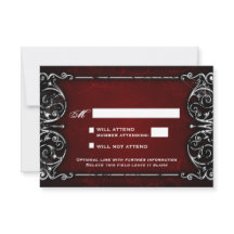 RSVP de Casamento Vermelho e Branco Vitoriano Góti