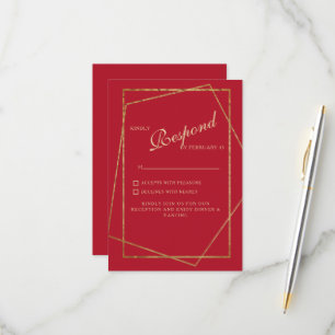 RSVP de Casamento Vermelho e Dourado