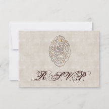 RSVP de Casamento vintage Beige legante