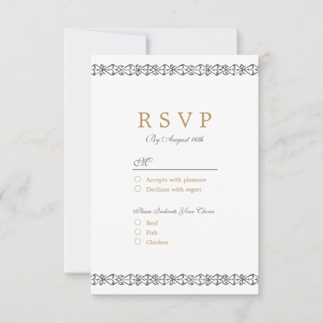 RSVP de casamento vintage clássico legante (Frente)