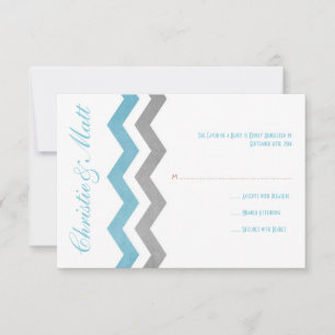 RSVP de Casamento Zig Zag Azul e Cinza