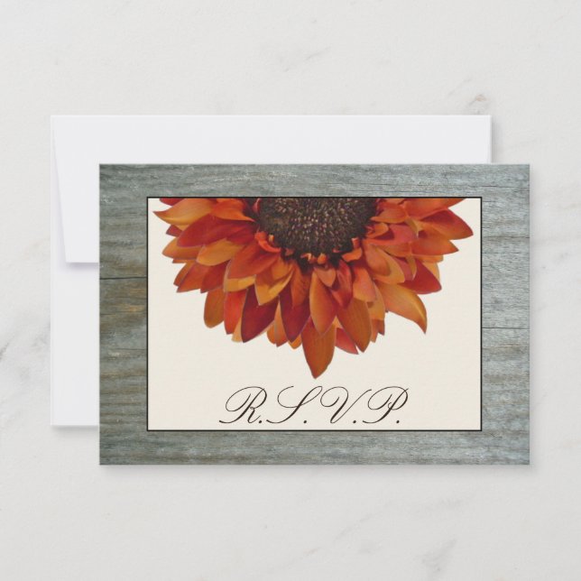 RSVP de casamentos outono - Sunflower & Barnwood (Frente)