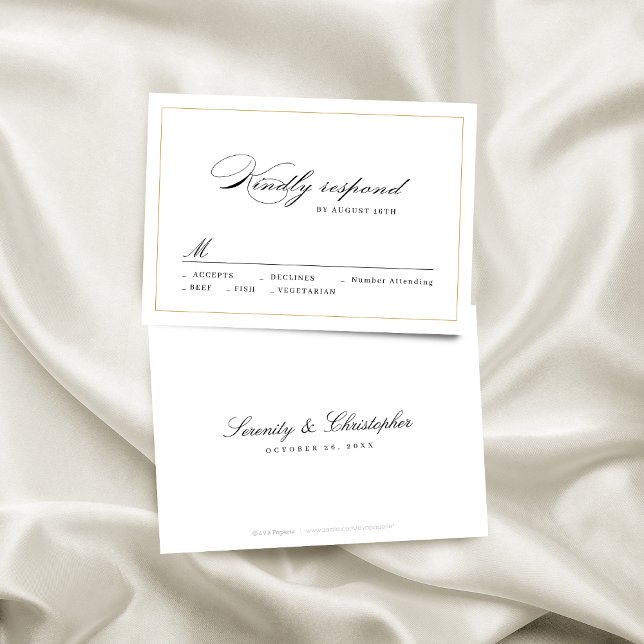 RSVP de Casamentos Simples de Script de Elegância  (Classic Elegance Script Simple wedding RSVP)