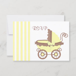 RSVP DE CHÁ DE FRALDAS DE VINTAGEM AMARELO LEMON