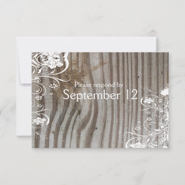 RSVP de Chique de madeira com envelopes (Frente)