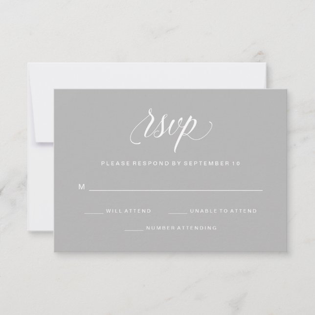 RSVP de Cinzas de Tipografia Elegante Simples (Frente)