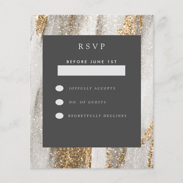 RSVP de cinzas e branco Dourado do Luxury Marble (Frente)