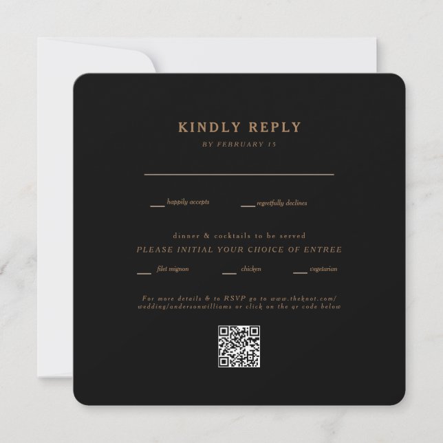 RSVP de Código QR de Casamento Arredondado Quadrad (Frente)