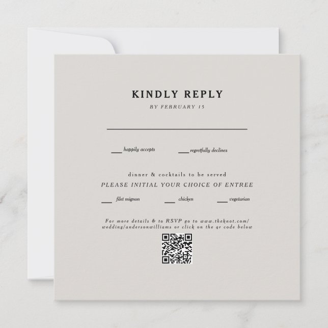 RSVP de Código QR de Casamento de Beige Quadrado M (Frente)
