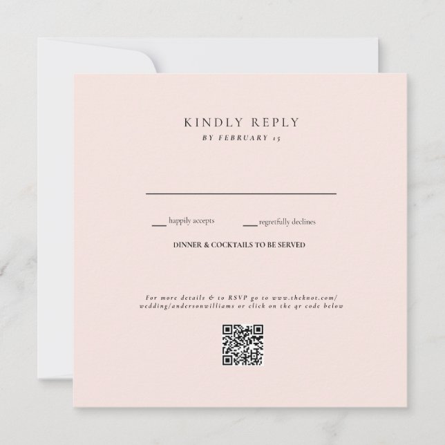 RSVP de Código QR de Casamento de Blush (Frente)