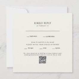 RSVP de Código QR de Casamento de Creme Quadrado M
