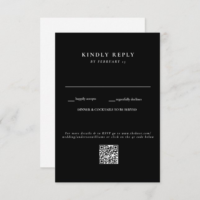 RSVP de Código QR de Casamento Moderno B/W (Frente/Verso)