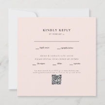 RSVP de Código QR de Casamento Quadrado de Blush E