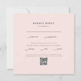 RSVP de Código QR de Casamento Quadrado de Blush E