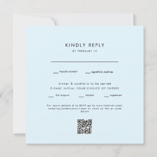 RSVP de Código QR de Casamento Quadrado de Gelo Az