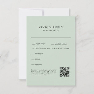 RSVP de Código QR de Casamento Simples Light Sage