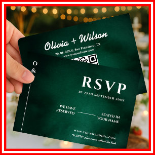 RSVP de Código QR de Casamento Verde Emerald