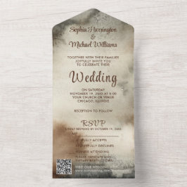 RSVP de Código QR de Todos em Um Convite de casame