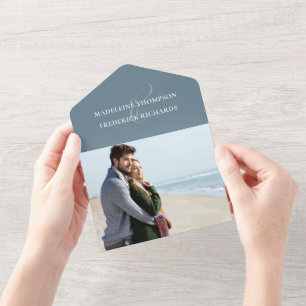RSVP de Código QR Minimalista de Foto Azul Moderno