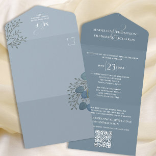 RSVP de Código QR Simples Simples de Dusty Azul