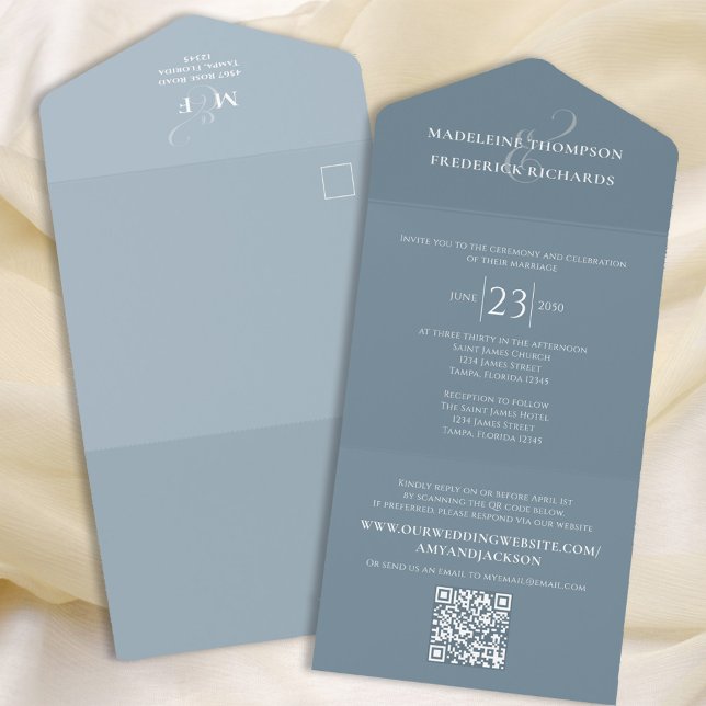 RSVP de Código QR Simples Simples de Dusty Azul (Criador carregado)
