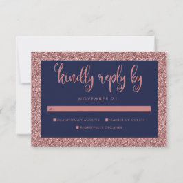 RSVP de Convidado de Casamento Glitter Dourado Ros