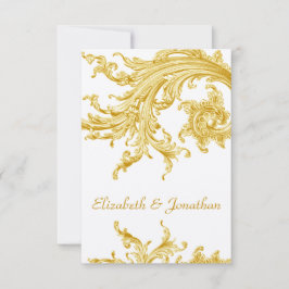RSVP de Convite de Casamento de Varrer Dourado Ele