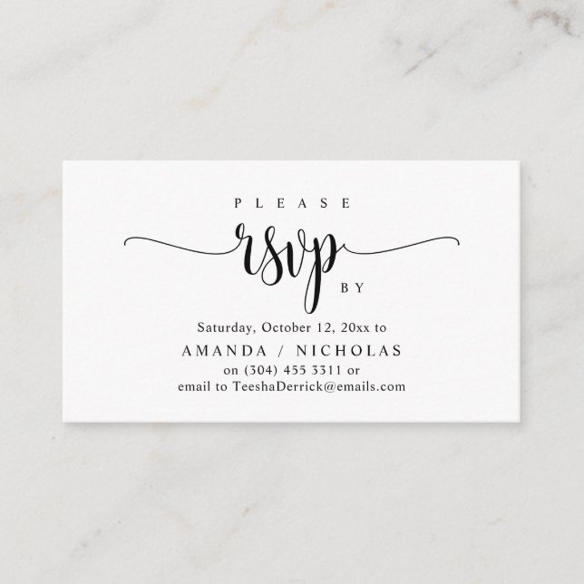 RSVP de Convite de Casamento, Design de Script de  (Frente)