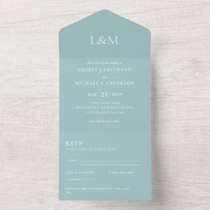 RSVP de Convite de casamento Somente Texto Azul Eg