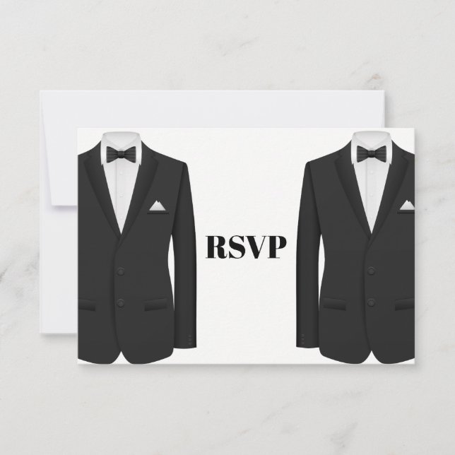 RSVP de Convite de Casamento Tuxedo (Frente)