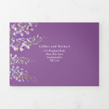 RSVP de Convite de casamento Violeta Floral 3in1 W