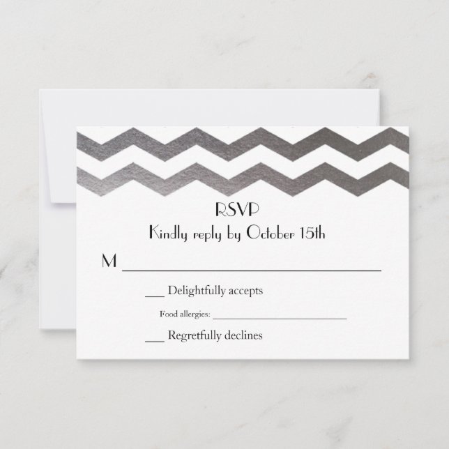 RSVP de Convite para Casamento Bilíngue de Silver  (Frente)
