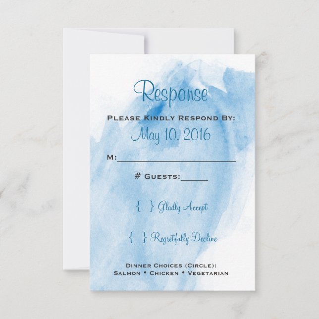 RSVP de Convite para Casamento de Cores Azuis (Frente)