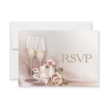 RSVP de Convite para Casamento de Marfim e Dourado