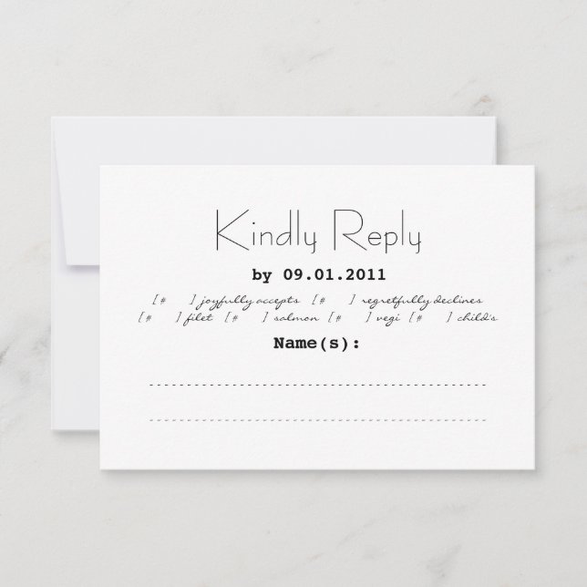 RSVP de Convite para Casamento de Tipografia (Frente)