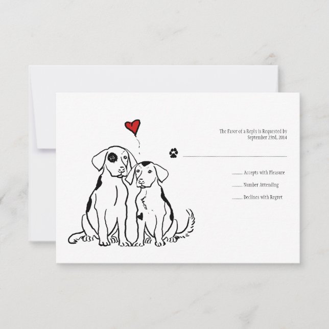 RSVP de Convite para Casamento Puppy Love (Frente)