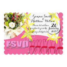 RSVP de Convite para Casamento Rosa Bublegum