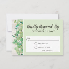 RSVP de Convite para Casamento Rustic Wood & Eucal