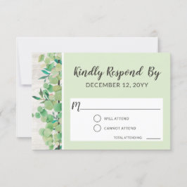 RSVP de Convite para Casamento Rustic Wood & Eucal