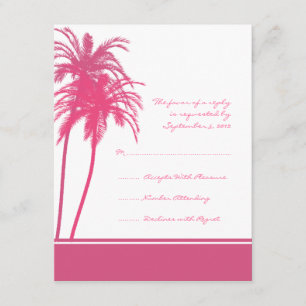 RSVP de Convite para Palmas Tropicais Rosa-Quente
