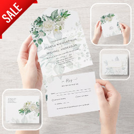 RSVP de Convites de casamento de Rosas Brancas Inc