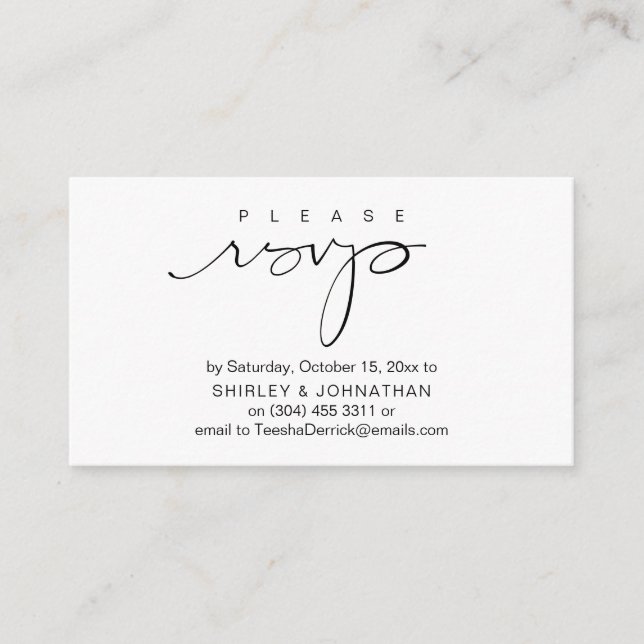 RSVP de convites de casamento por e-mail ou mensag (Frente)