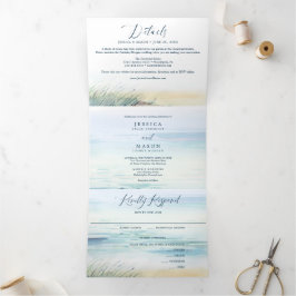 RSVP de Convites Triplos de Casamento de Praia