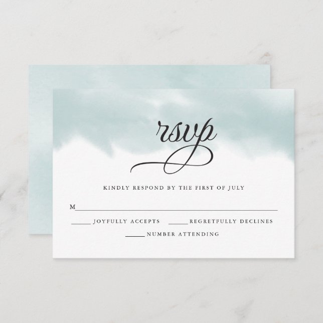 RSVP de Cor de Água Verde-Teal Pálida (Frente/Verso)