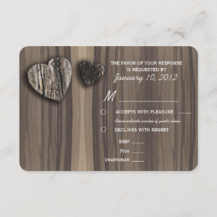 RSVP de Coração da Árvore de Madeira Rústica com O